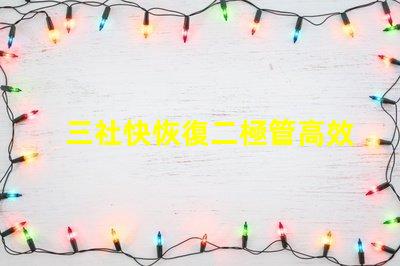 三社快恢復二極管高效能與速度的完美結合