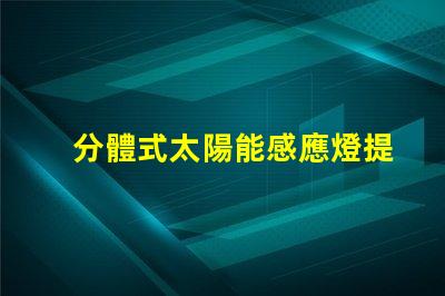 分體式太陽能感應燈提升庭院安全與便利的智能選擇