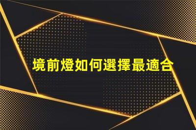 境前燈如何選擇最適合的境前燈以提升項目價值