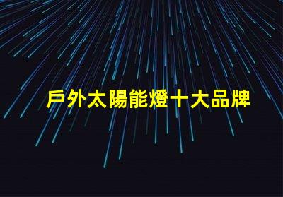 戶外太陽能燈十大品牌市場領導者與新興品牌對比