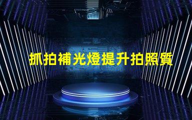抓拍補光燈提升拍照質量的秘密武器