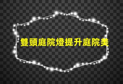雙頭庭院燈提升庭院美感與安全的最佳選擇