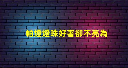帕燈燈珠好著卻不亮為什么